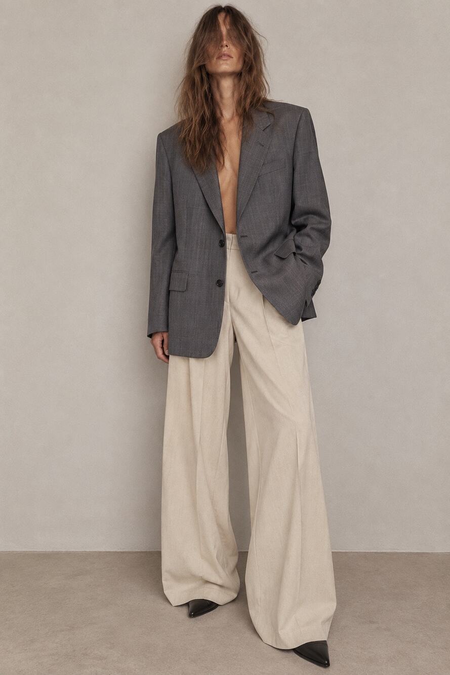 Vintage Yves Saint Laurent Oversized Blazer Suit Jacket Charcoal Gray Grey YSL